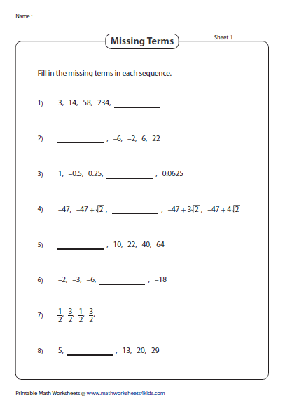 Arithmetic And Geometric Sequences Worksheet Answer Key