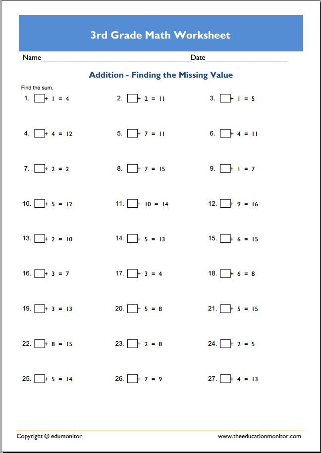 Class 3 Maths Worksheet Pdf