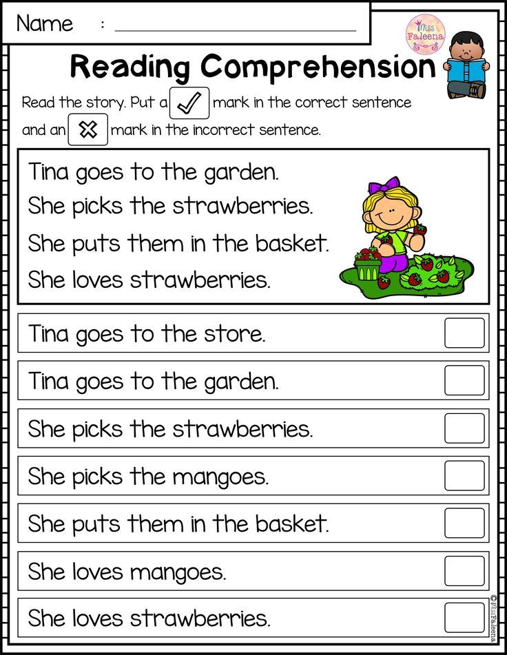 Comprehension Worksheets For Kindergarten