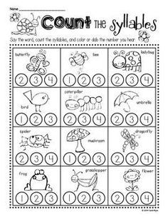 Syllables Worksheets Kindergarten Pdf