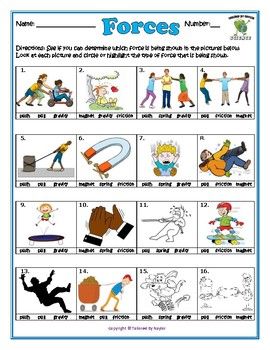 Balanced And Unbalanced Forces Worksheet