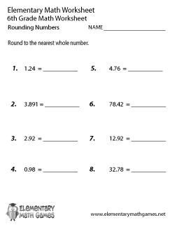 Math Sheets For 6th Grade