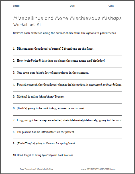 Year 7 English Worksheets Free Printable