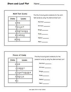 4th Grade Stem And Leaf Plot Worksheets