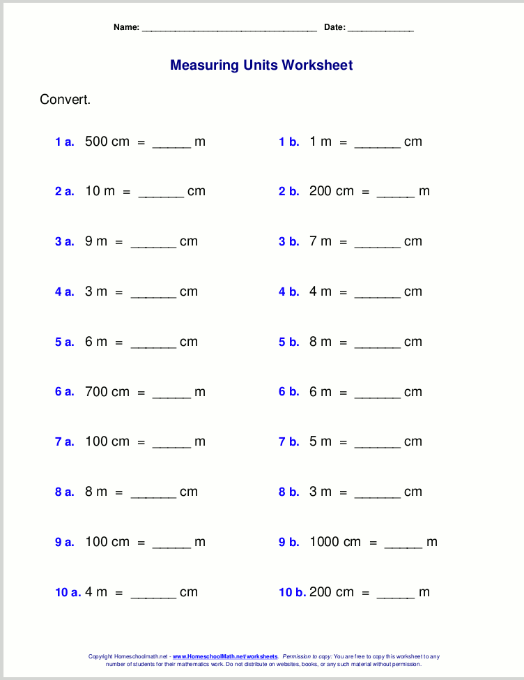 Conversion Worksheets Physics