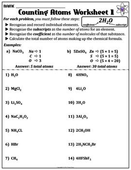 Counting Atoms Worksheet Answers