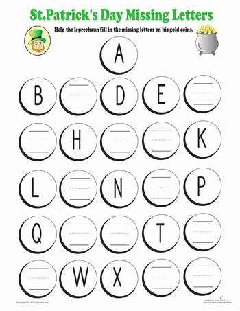 Missing Letters Worksheets For Kindergarten