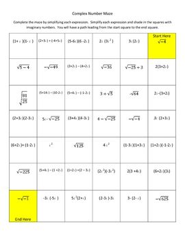 Operations With Complex Numbers Worksheet