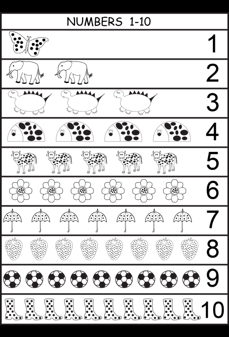 Preschool Number Worksheets 1-10 Printable