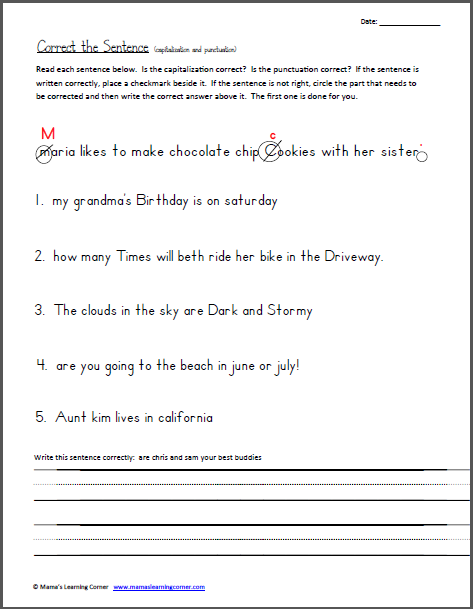 Sentence Correction Worksheets With Answers