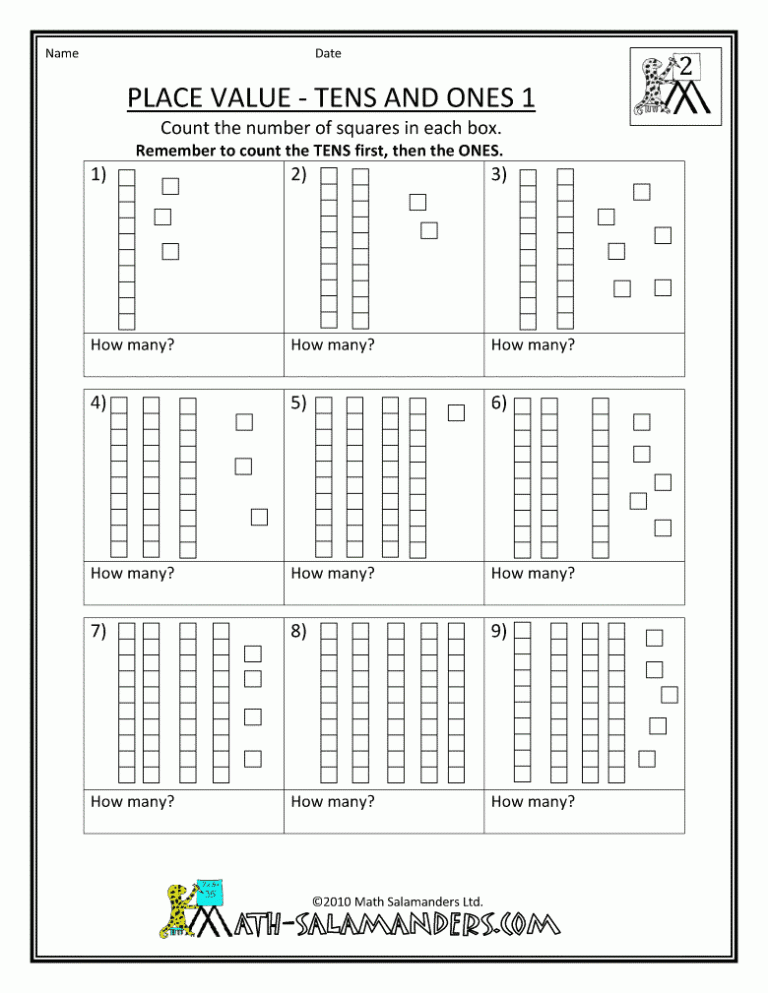 Tens And Ones Worksheets For Kindergarten