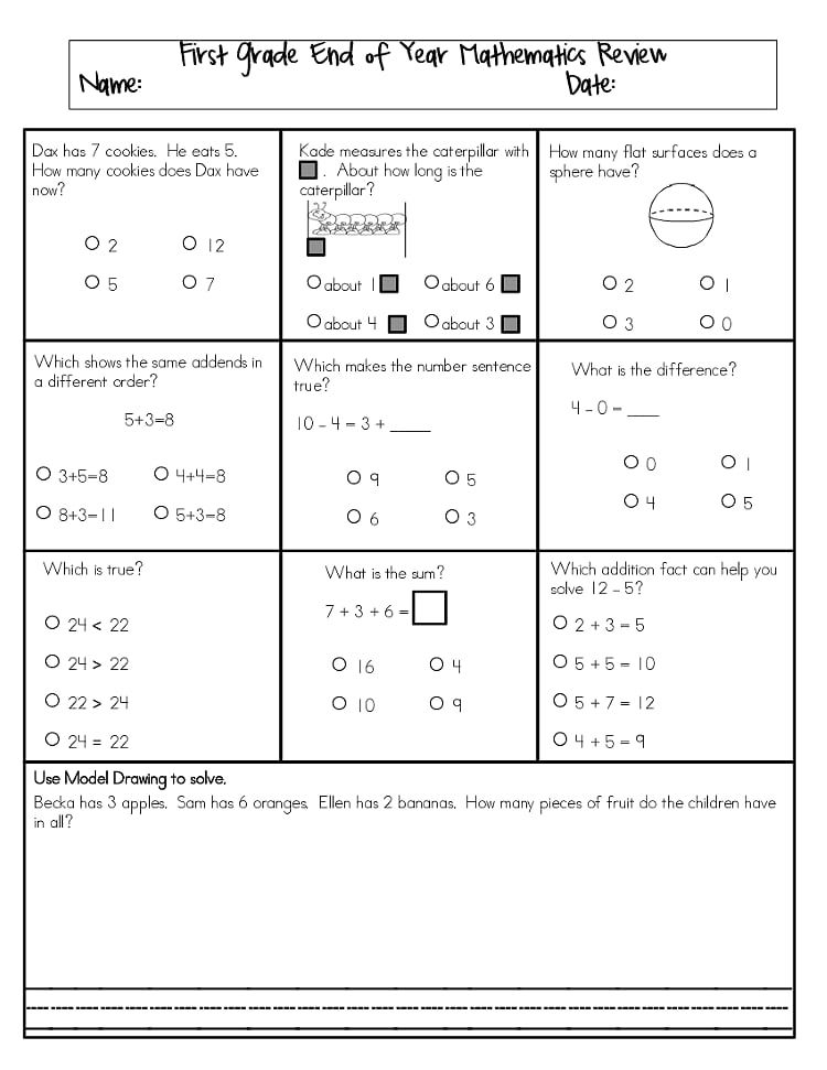 Grade 1 Assessment Test Worksheets Pdf