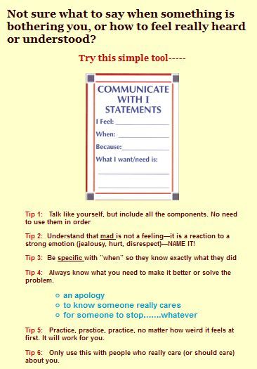 I Statements Worksheet