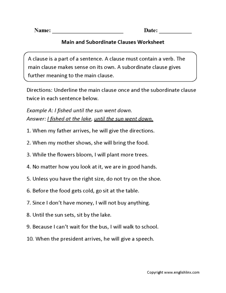 Noun Clause Worksheet With Answers