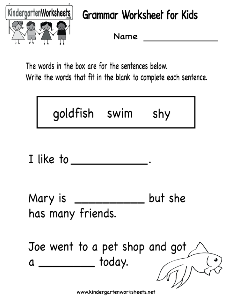 English Free Worksheets For Kids