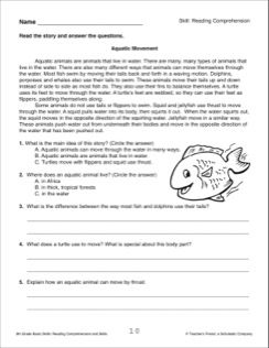 English Comprehension Worksheets For Grade 5