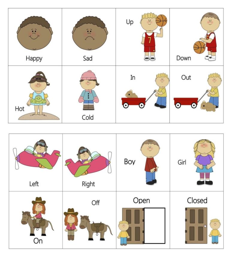 Opposites Worksheets For Kindergarten Pdf