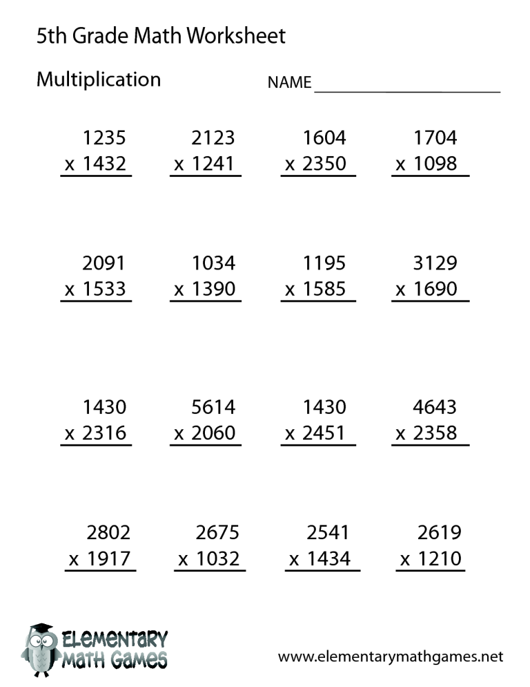 5th Grade Math Worksheets Grade 5