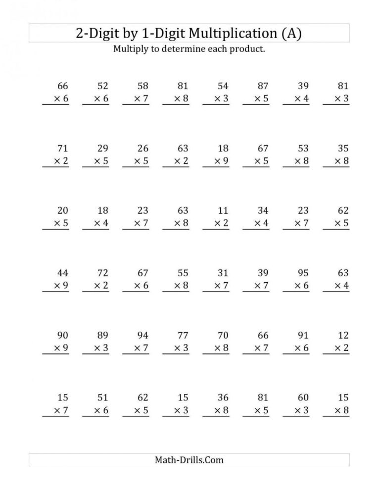 Free Multiplication Worksheets For 2nd Grade