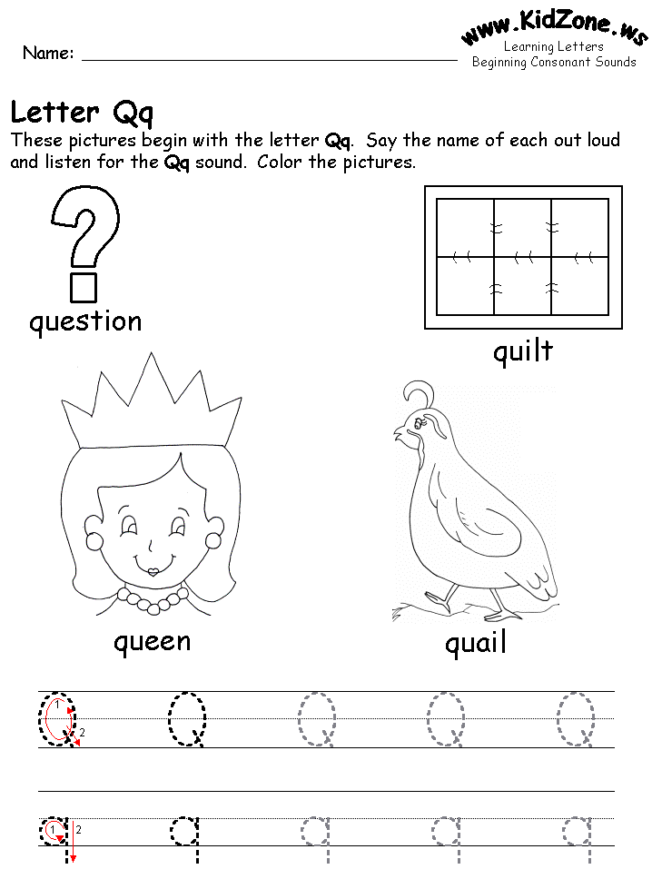 Letter Q Worksheets For Kindergarten