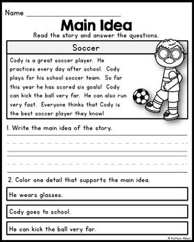 Finding The Main Idea Worksheets