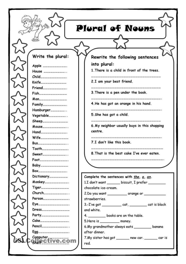 Irregular Plural Nouns Worksheet