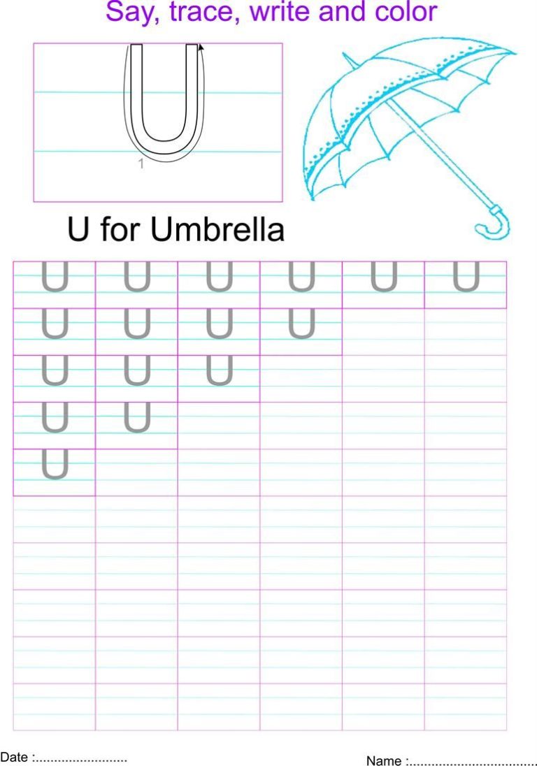 Letter U Worksheets