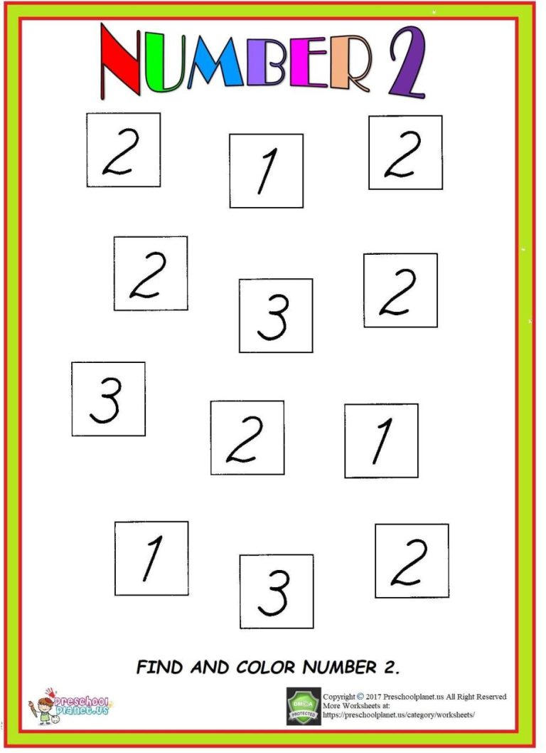 Number 2 Worksheets For Kids