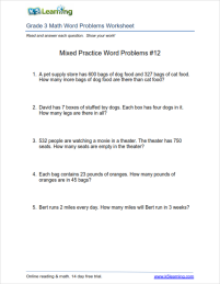 Addition And Subtraction Word Problems 3rd Grade