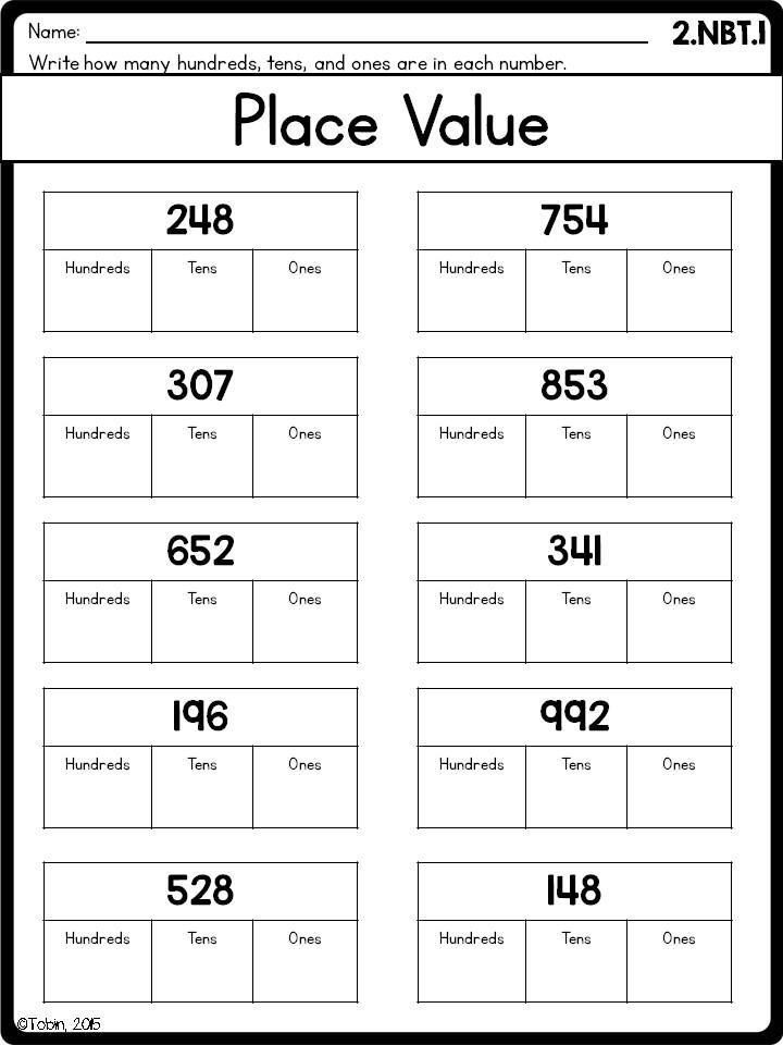 Identifying Place Value Worksheets For Grade 1