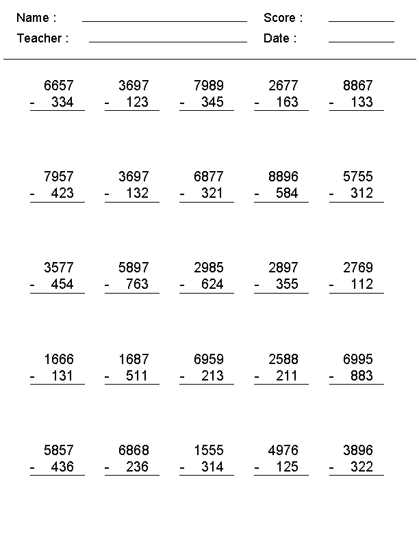 Math Aids Addition No Regrouping