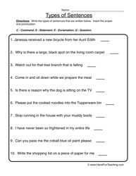 Types Of Sentences Worksheets