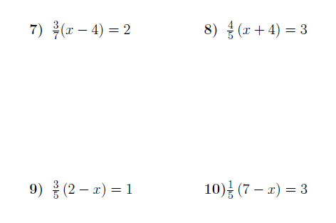 Solving Equations With Fractions Worksheet With Answers