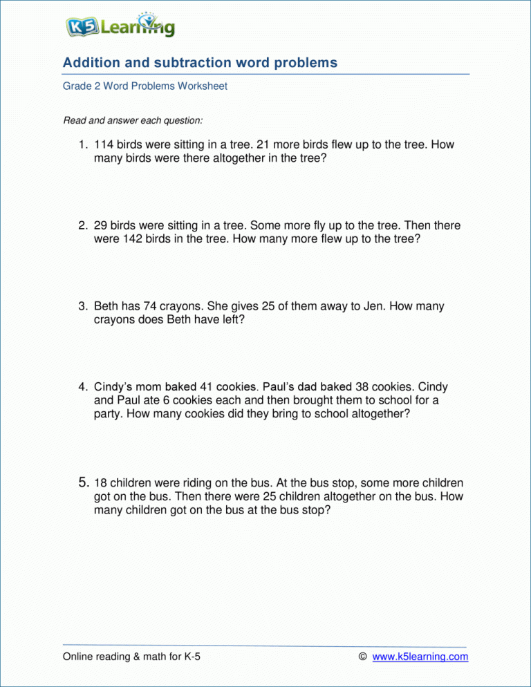 4th Grade Math Word Problems Worksheets Pdf Free