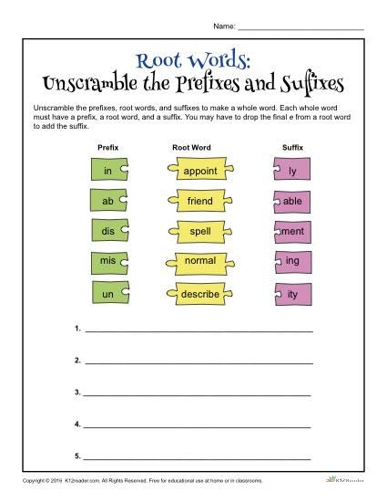 Root Words Worksheets