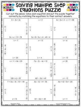 Solving Multi Step Equations Worksheet Works