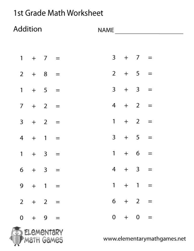 Printable Basic Addition Worksheets