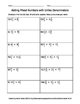 Mixed Numbers Worksheets With Answers