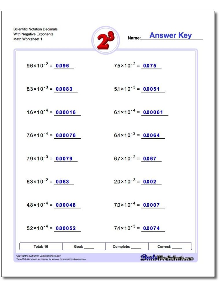 Scientific Notation Practice Worksheet Pdf