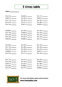 6 Times Table Worksheet Free Printable