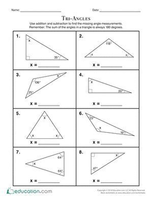 Angles In A Triangle Worksheet