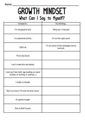 Growth Mindset Worksheets Free