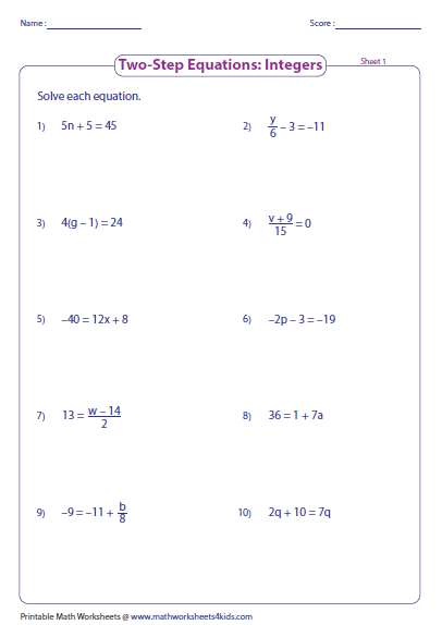 Solving Equations With Fractions Worksheet Answer Key