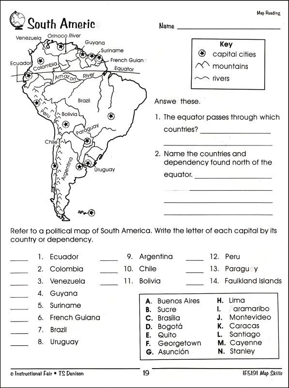 Map Skills Worksheets Answers