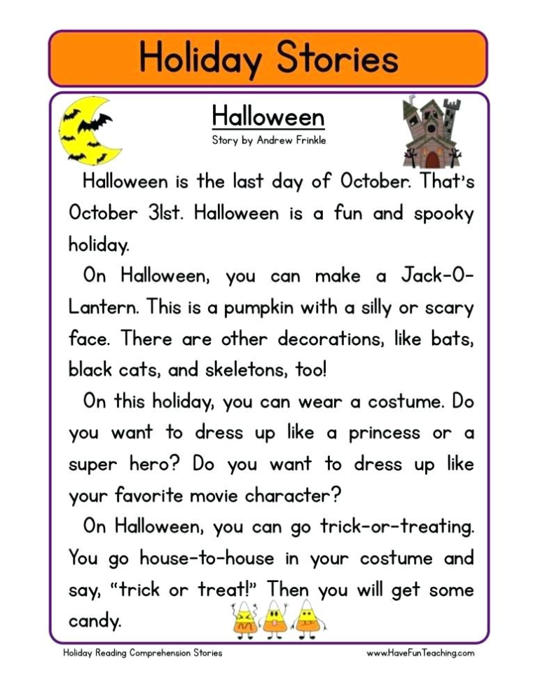 Halloween Reading Comprehension Pdf