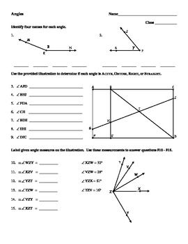 Angles Worksheet