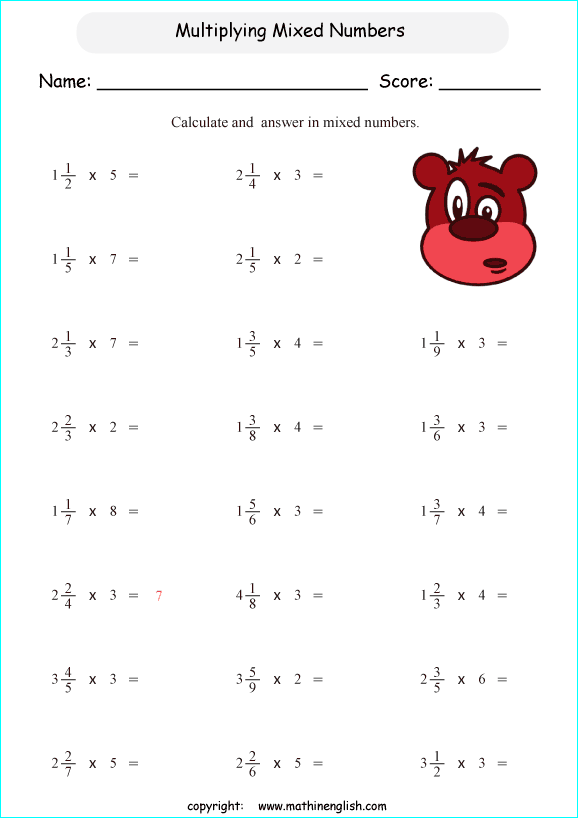 Multiplying Fractions By Whole Numbers Worksheets