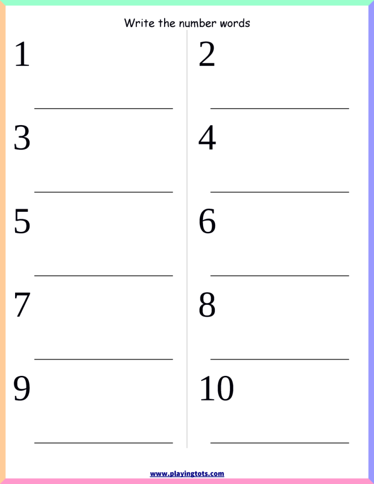 Number Words Worksheet