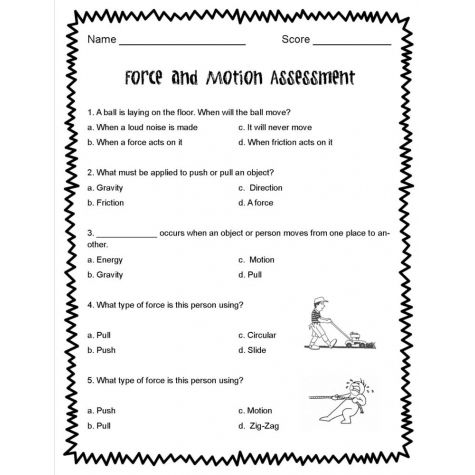 3rd Grade Science Worksheets On Force And Motion