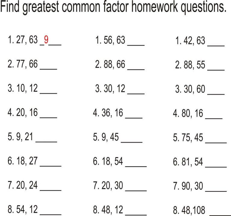 Gcf Worksheets